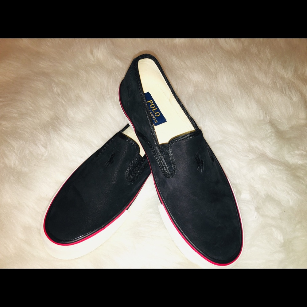 NWOT Polo Black Nubuck Boat Shoes Sz. 8.5D